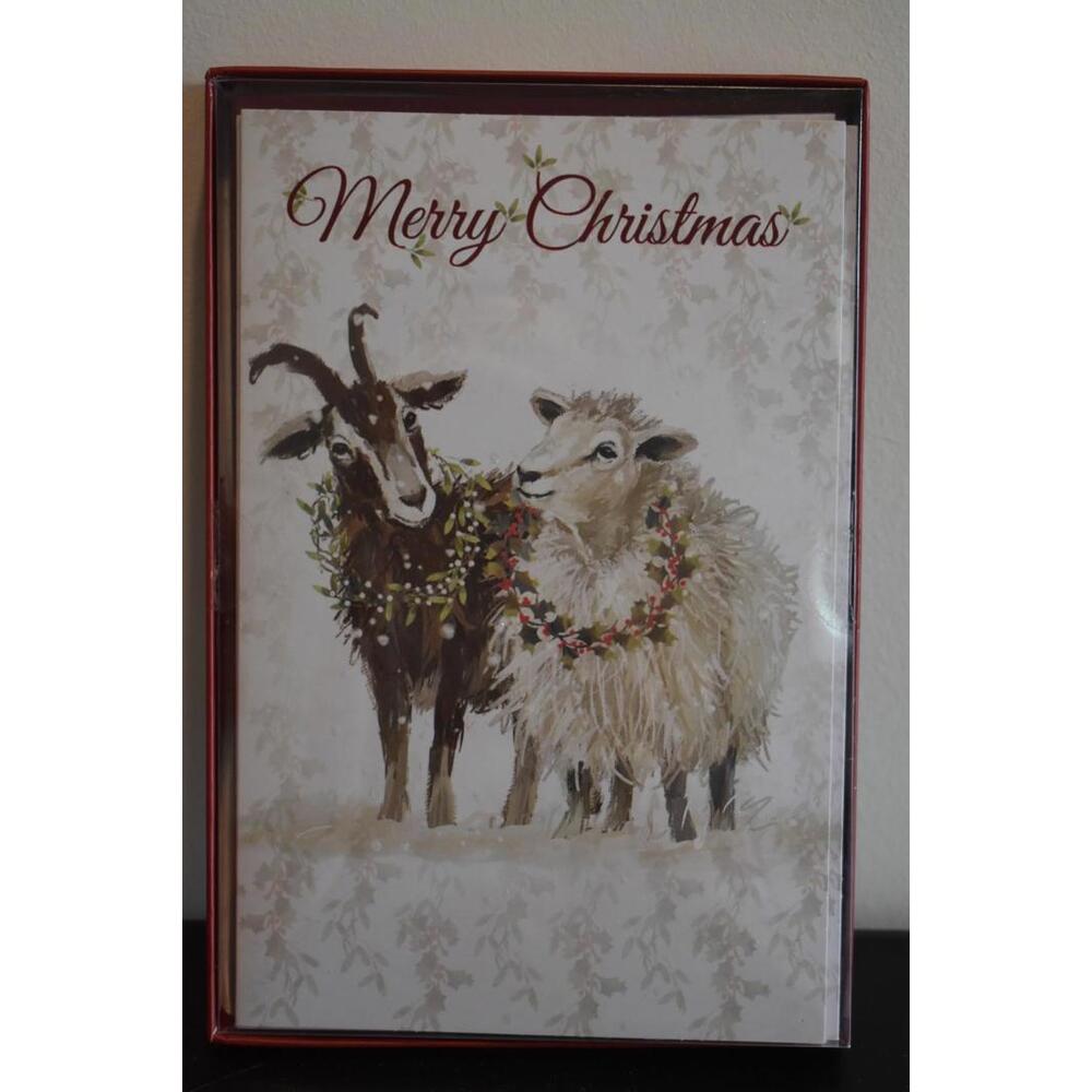 Sheep and Goat Themed‎ Christmas Greeting Card 10 Pack 5.4 x 8.25